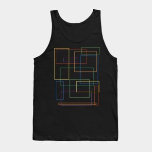 Minimalistic Rainbow Geometric Rectangle Grid Design Tank Top